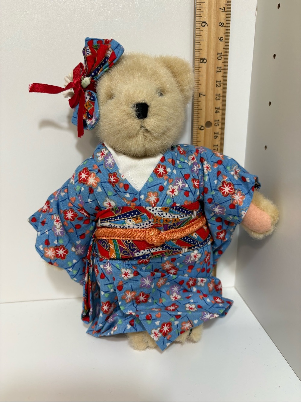 Vintage Muffy Vanderbear Blue Floral Kimono - 1992 - Kyoto Blossoms